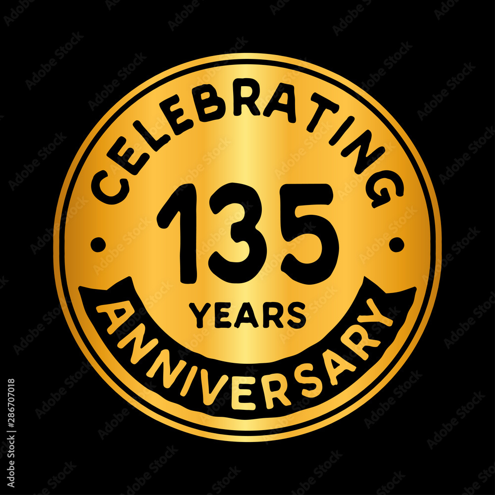 135 years anniversary logo design template. One hundred and thirty-five years logtype. Vector and illustration.
