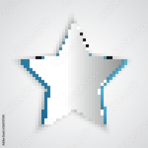 Paper cut Star icon isolated on grey background. Favorite, best rating, award symbol. Paper art style. Vector Illustration