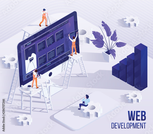 Web development flat banner vector template