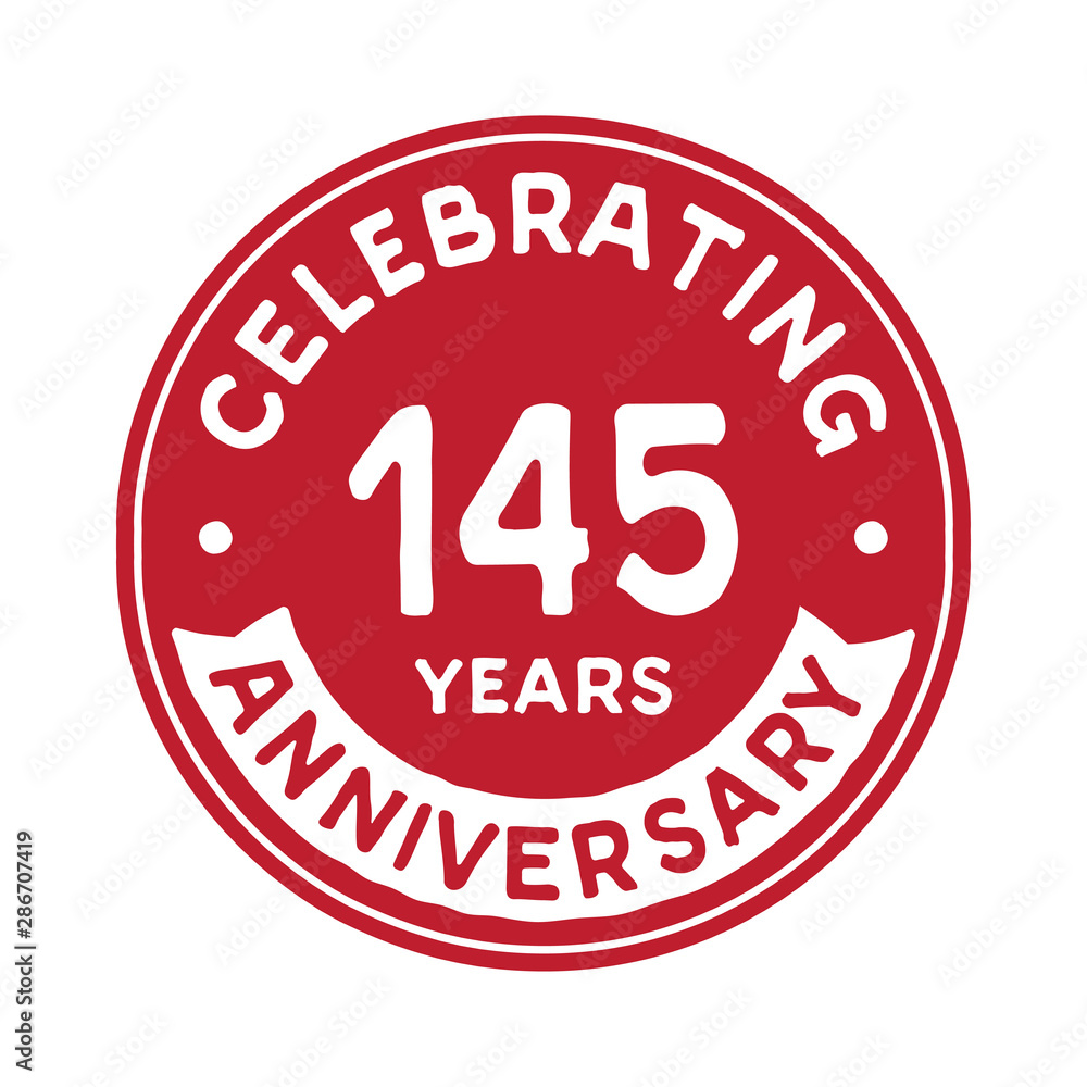 145 years anniversary logo design template. One hundred and forty-five years logtype. Vector and illustration.