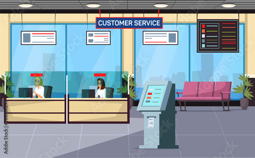 Customer service office flat vector illustration