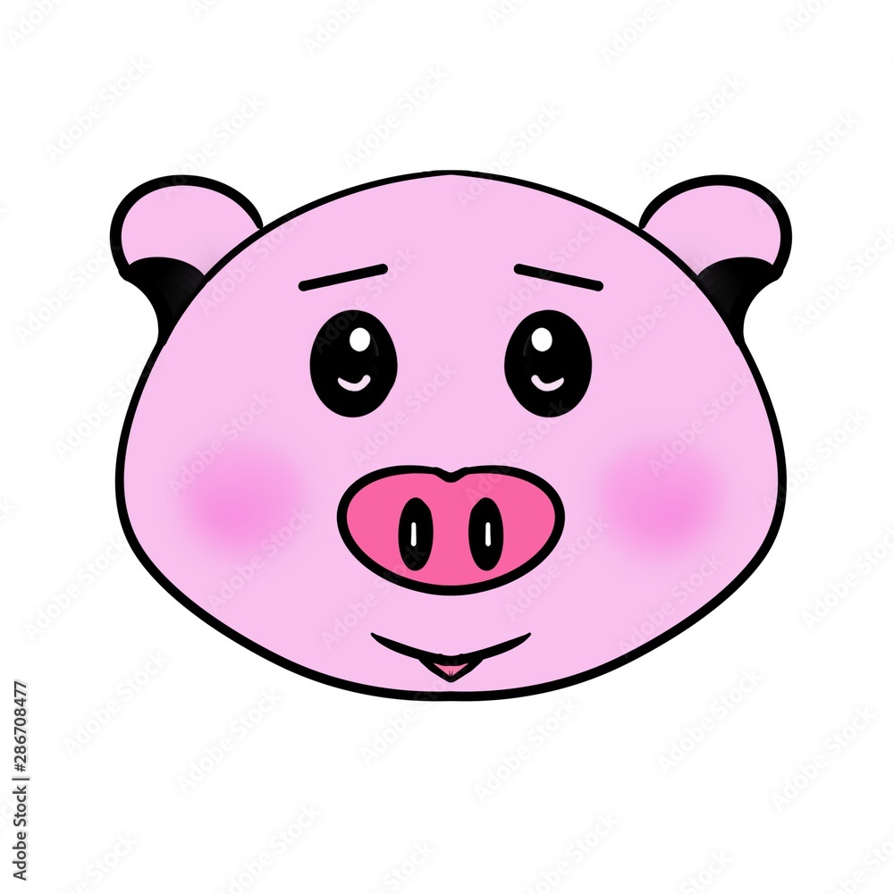 Hand drawing pig head, Animal cartoon Hand drawing pig head, Animal cartoon
