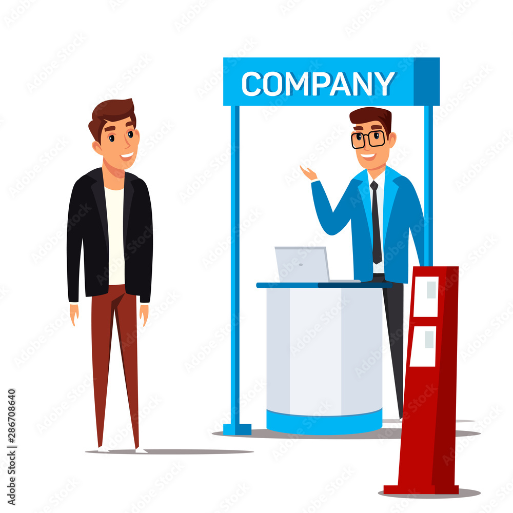 Fototapeta premium Business exhibition visitor flat illustration