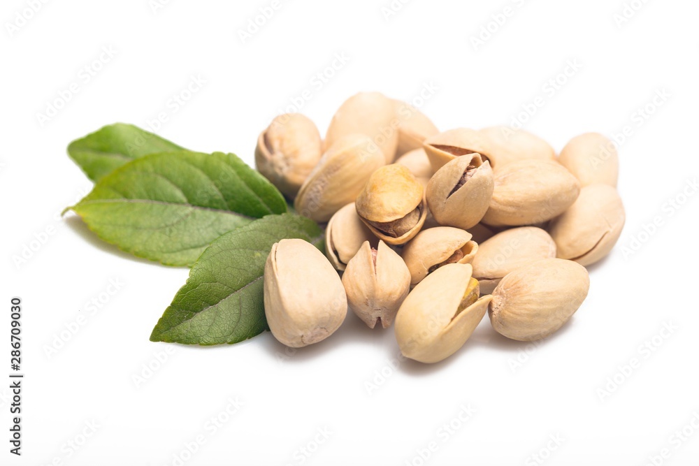 Fototapeta premium Pistachios And Leaves