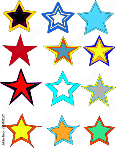 vector Multicolored stars on White background