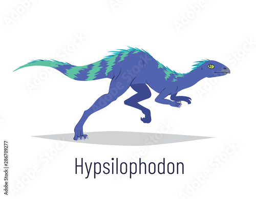 Hypsilophodon. Ornithischian dinosaur. Colorful vector illustration of prehistoric creature hypsilophodon in hand drawn flat style isolated on white background. Fast fossil dinosaur.