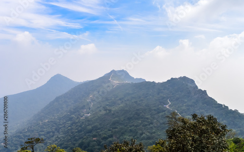 Parasnath Hill Range Scenic Landscape View. It is located at eastern end of the Chota Nagpur Plateau in Giridih district of Indian state of Jharkhand, India. A Jharkhand Tourism Photo. © SB Stock