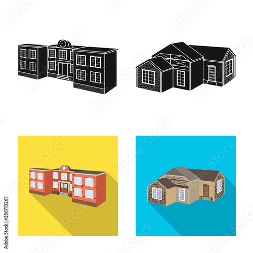 Vector design of facade and housing sign. Set of facade and infrastructure stock vector illustration.