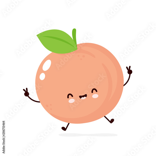 Cute happy smiling peach. Vector 