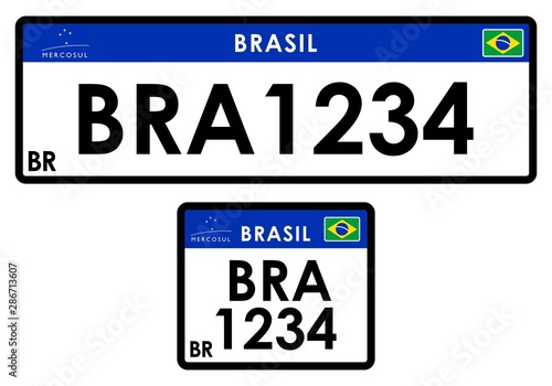 License car plate Brazil. Only graphical representation without scale or precision of the original elements.