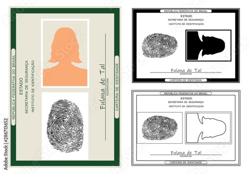 ID card. Only graphical representation without scale or precision of the original elements.