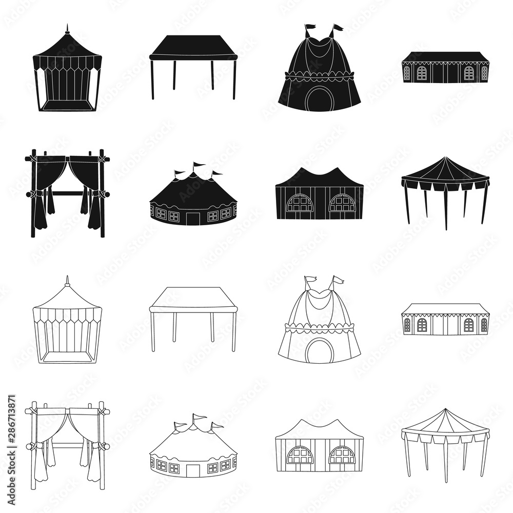 Vector design of roof and folding icon. Collection of roof and architecture vector icon for stock.