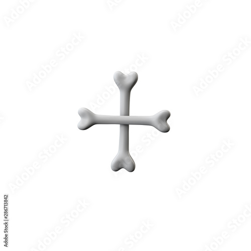 Plus symbol bone font. Halloween alphabet letter. 3D Rendering