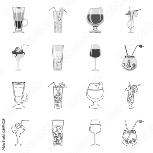 Vector design of liquor and restaurant icon. Collection of liquor and ingredient stock vector illustration.
