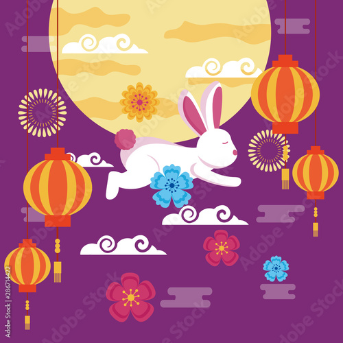 Rabbit of mid autumn festival vector design