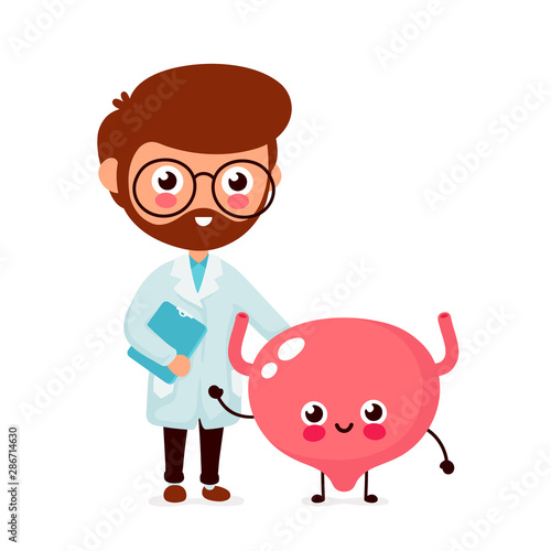 Cute funny doctor and healthy happy bladder