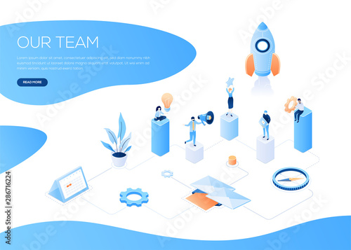 Our team - colorful isometric vector web banner