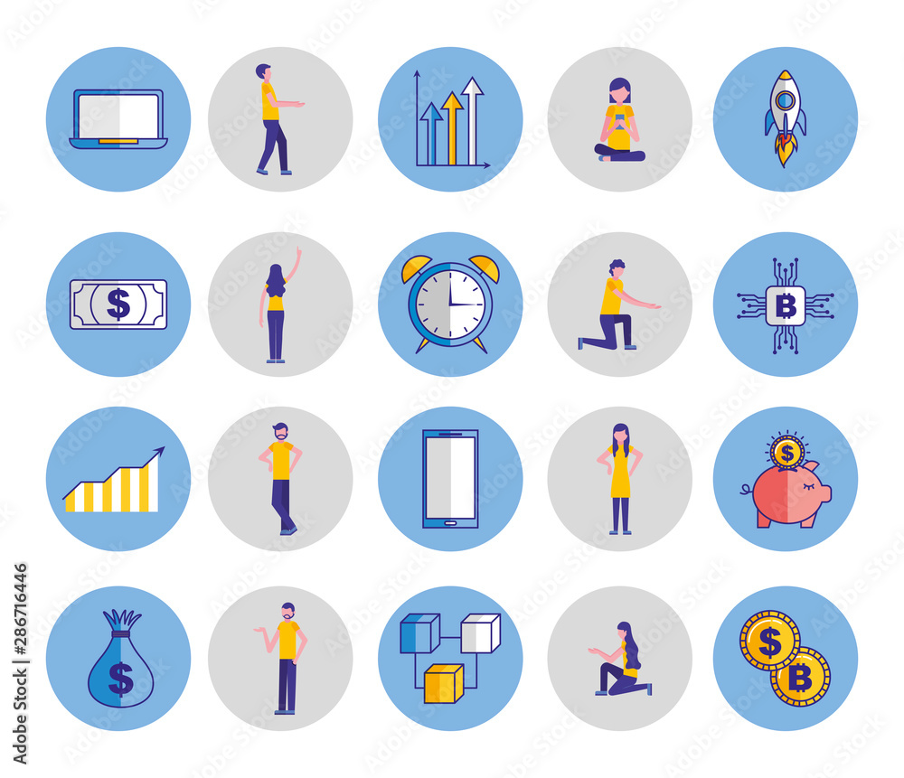 Fototapeta premium people and bundle business icons