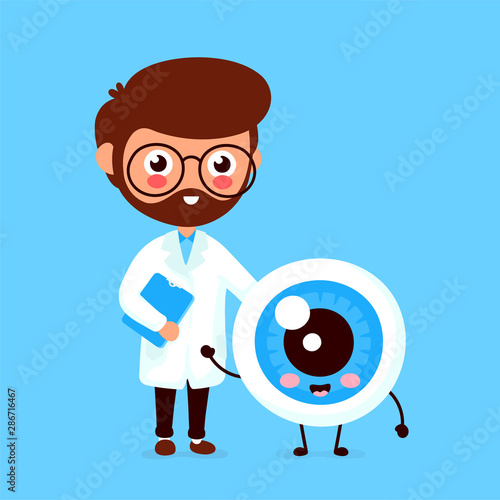 Cute funny doctor and healthy happy eyeball