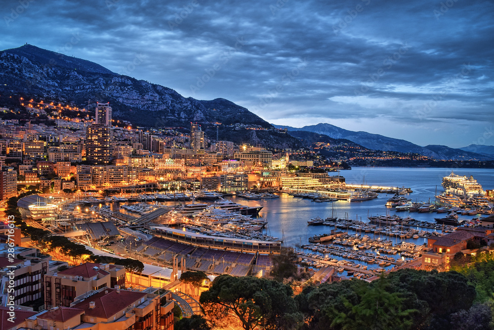Principality of Monaco. Vision of the Port and streets of the Grand Prix.
