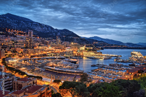 Principality of Monaco. Vision of the Port and streets of the Grand Prix.