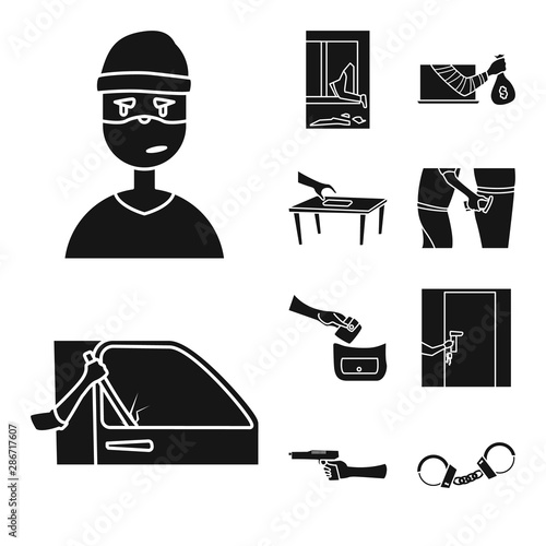 Vector design of robber and villain sign. Set of robber and police vector icon for stock.