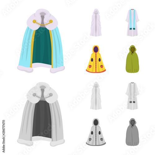 Vector design of material and clothing logo. Collection of material and garment stock symbol for web.