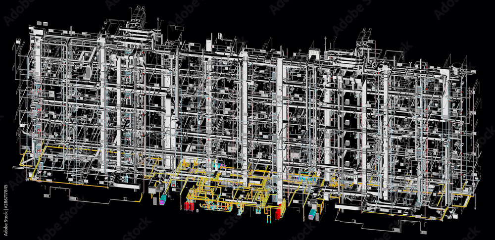 Bim Pattern Digital pattern with BIM model conceptual visualization of the ...
