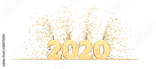 Happy New Year 2020 white background