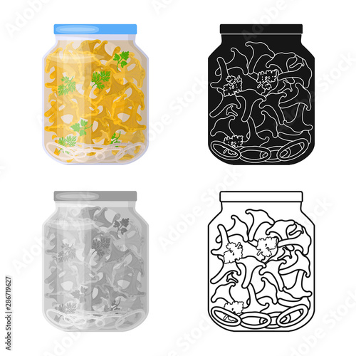 Vector design of pickled and jar logo. Collection of pickled and spices stock symbol for web.