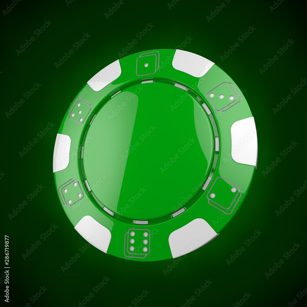 Naklejka premium Casino token. Classic casino game 3D chips. Gambling concept, black poker chips with golden design elements.