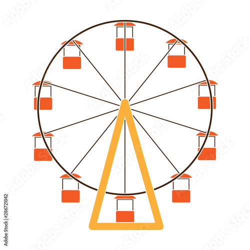 The wheel is in the amusement park. Slow attraction to explore the city.Amusement park single icon in colour style vector symbol stock illustration.
