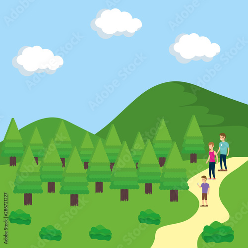 People in park vector design