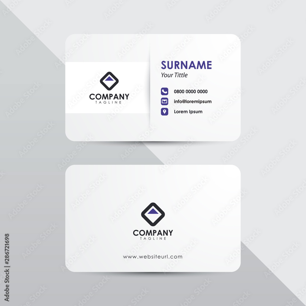 Modern business card design template. Blue color element, clean composition design.