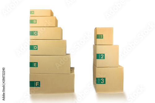 Cardboard parcel boxes stacked on each other