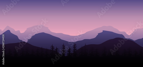 Rocky mountains landscape background in a dusk