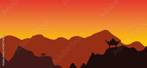 Landscape background of tibet mountains at sunset