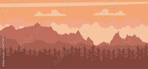 Sunset background in the mountains