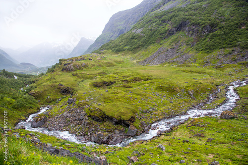 small water fall on mountain in Norway