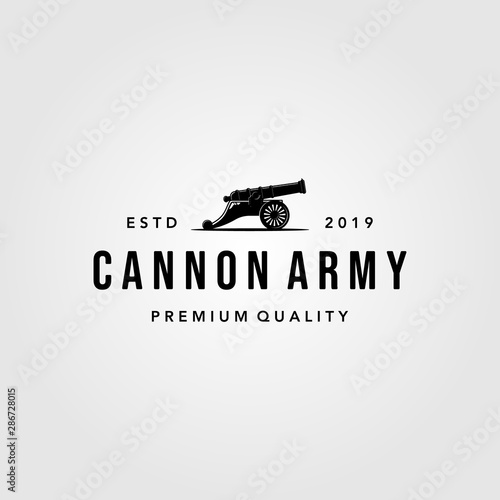 Vintage Cannon icon logo vector isolated white background illustration
