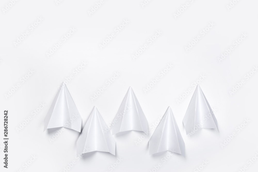 Travel plane concept.Mockup design of travel concept with group airplane on white background with space for copy space