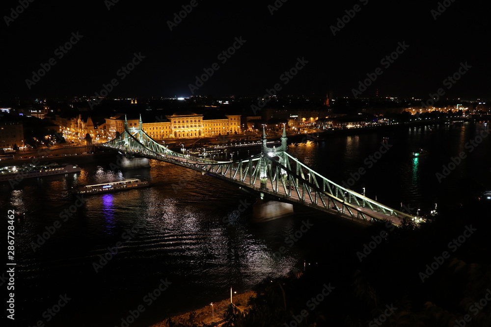 Liberty Bridge at night, Budapest, Hungary