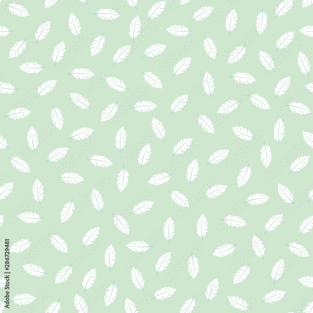 Blue seamless pattern with white feathers Blue seamless pattern with white feathers