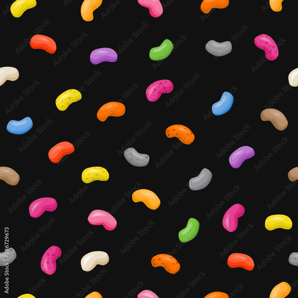 Jelly beans seamless pattern on black background Jelly beans seamless pattern on black background