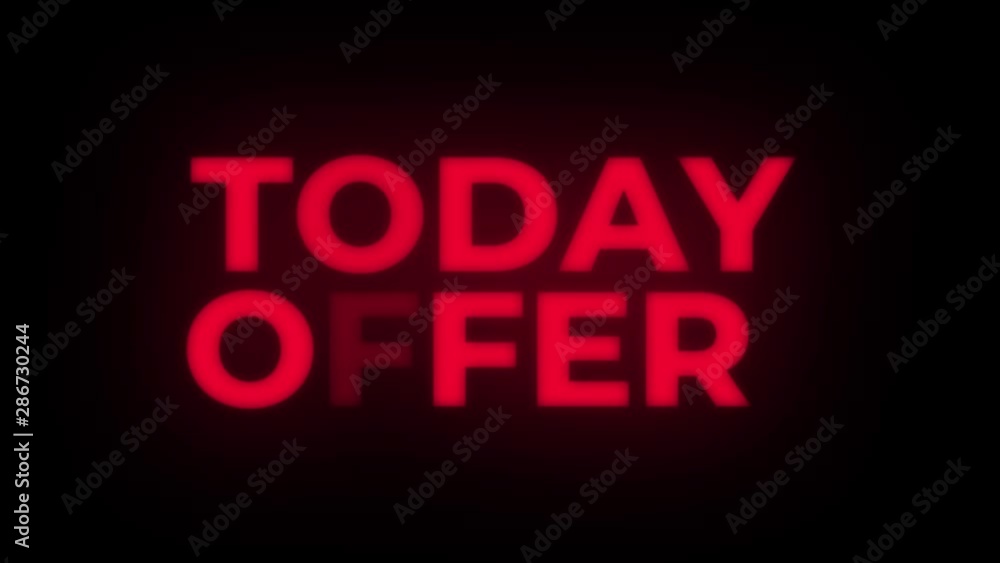 Today Offer Text Blinking Flickering Neon Red Sign Loop Background. Sale, Discounts, Deals, Special Offers. Green Screen and Alpha Matte Today Offer Text Blinking Flickering Neon Red Sign Loop Background. Sale, Discounts, Deals, Special Offers. Green Screen and Alpha Matte