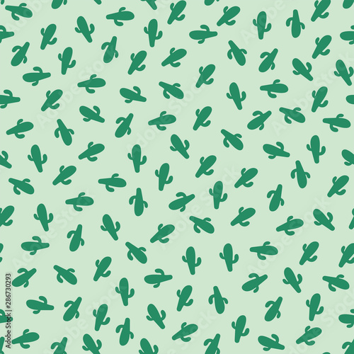 Green seamless pattern with cacti