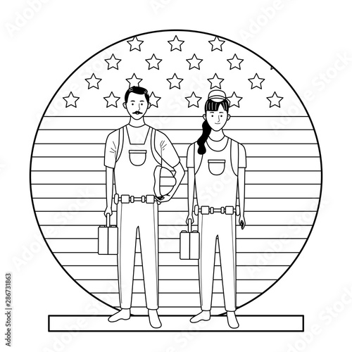 labor day employment celebration cartoon