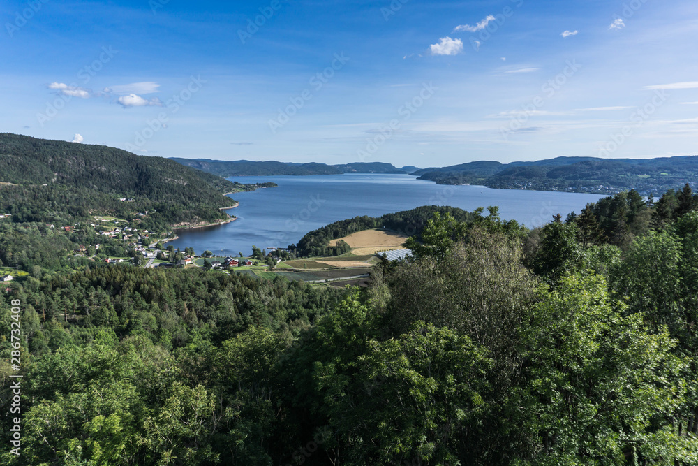 View of Drammensfjord in southern Norway on a clear summer day