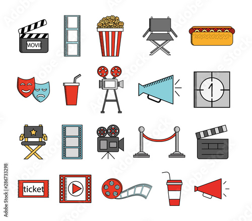 bundle of cinema entertainment set icons