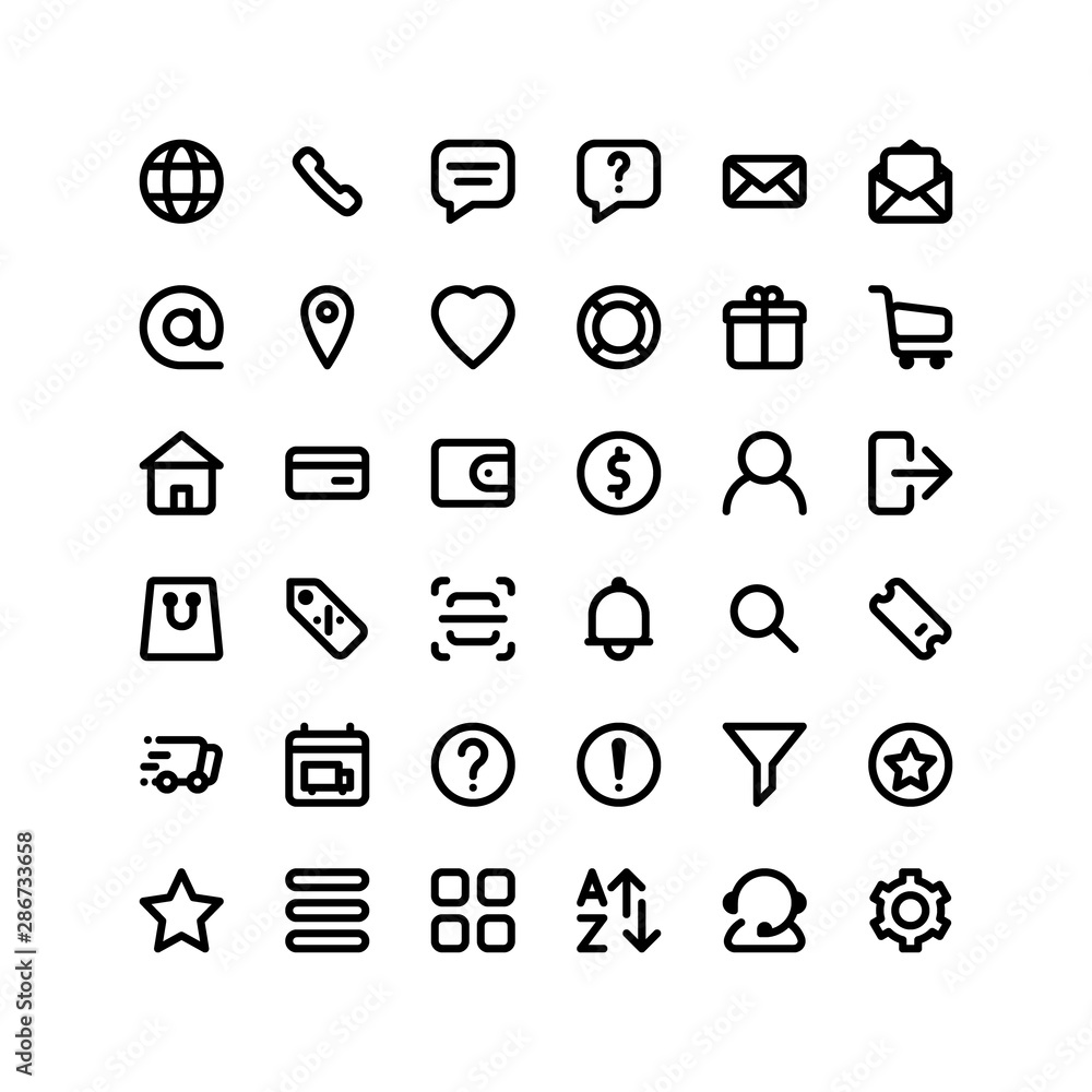 set of ecommerce icons. 36 icons for web and mobile app set of ecommerce icons. 36 icons for web and mobile app